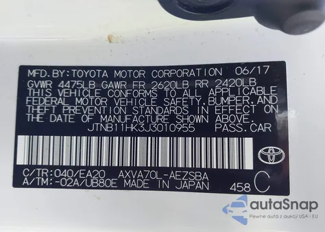 2018 Toyota Camry Se z USA, uszkodzony, nr VIN JTNB11HK3J3010955